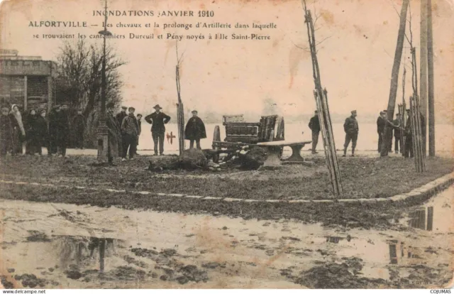 94 ALFORTVILLE _S18200_ Inondations 1910 Chevaux Artillerie Cantonniers Dureuil