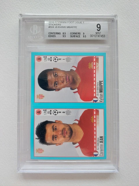 Kylian Mbappe  2016-17 Panini Foot Ligue 1 Stickers #504/505 BGS 9 RC Rookie