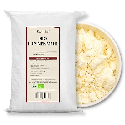 (7,96 EUR/kg) 25kg farina di lupino BIO, senza additivi, farina di lupino BIO, confezione dispensa