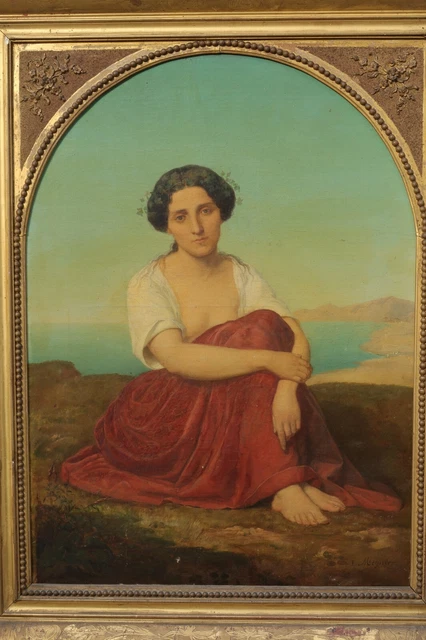 Jules Joseph MEYNIER (1826-1903) - Pensive Woman in a Landscape Italy