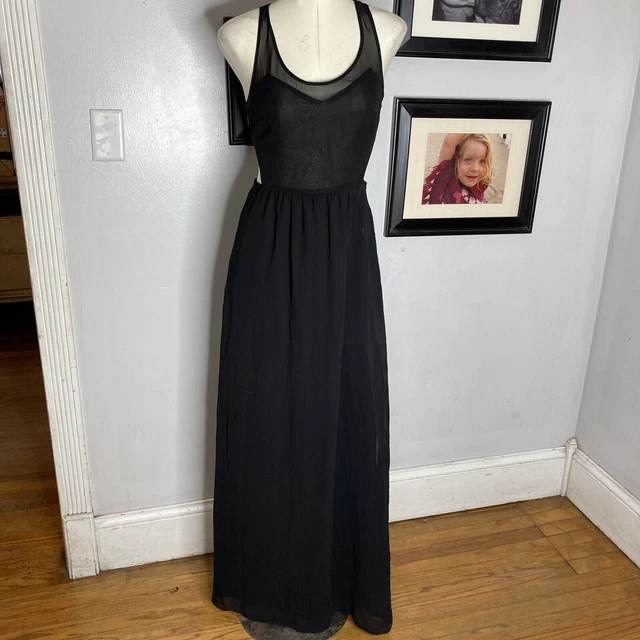 Zara Black Fit Flare Side Cutout Maxi Dress Bloggers Womens XS S