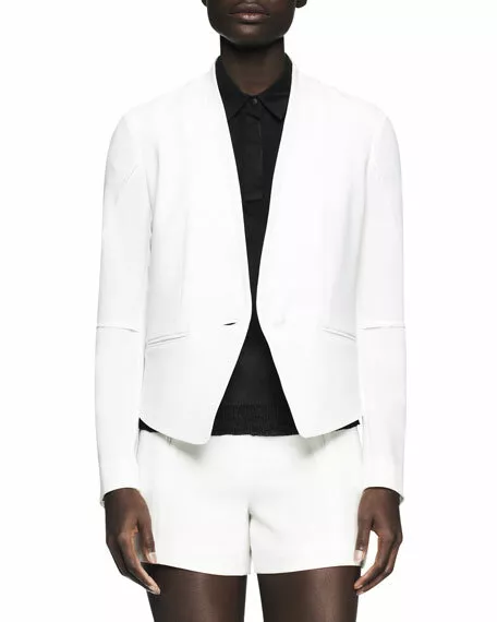 NWT Rag & Bone Women's White Pascal Darted Leather Trim Blazer Size 8 2