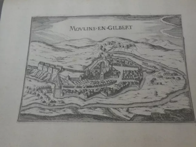 gravure vue de moulins en gilbert  Moulins-Engilbert nievre Tassin vers 1630