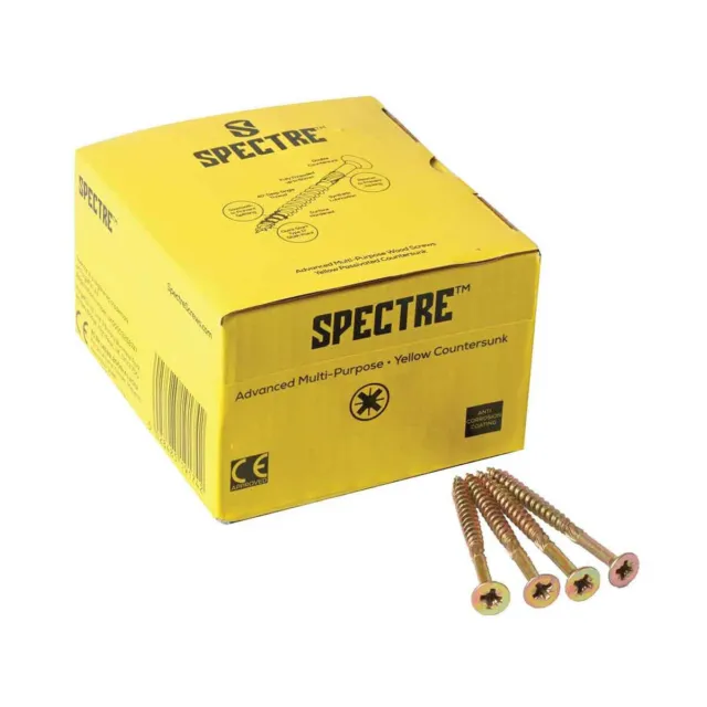 Spectre Advanced 3.0 x 16mm Pozi Countersunk Wood Screw Yellow Zinc SPE316Y (200