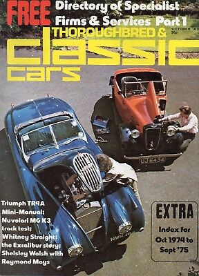 Thoroughbred and Classic Cars Magazine Oct 1975 (Triumph TR4A mini manual, ..)