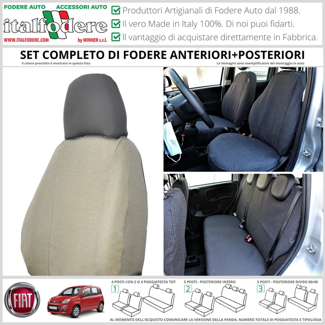 Tapis Auto Sur Mesure Fiat Panda III 2012 - Velour Noir - 4 Pièces - Antidérapant