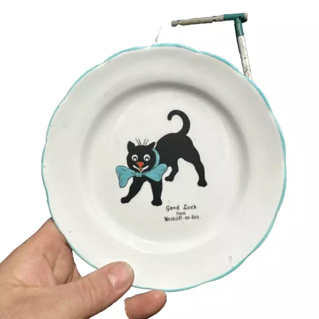 Black Cat Crested China Vintage Antique Goss Arcadian Carlton Felix