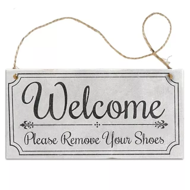 Welcome Please Remove Your Shoes Hanging Wood Plaque Door Wall Yard Pretty N.AU 3