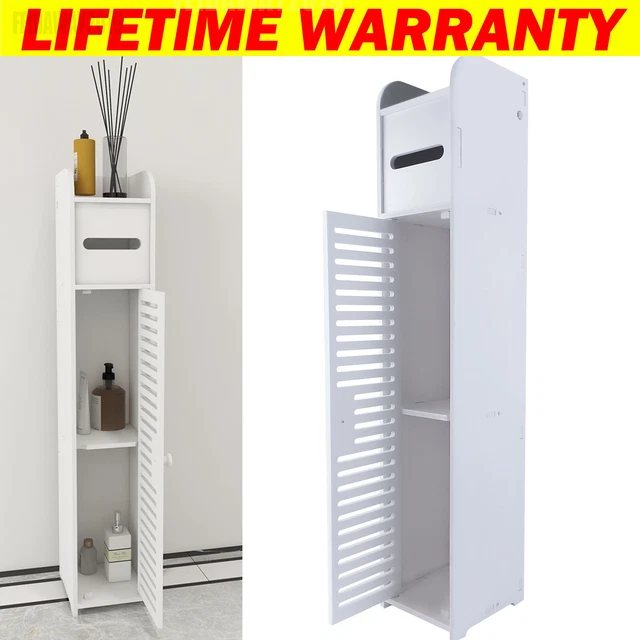 MODERN BATHROOM STORAGE Cupboard Thin Cabinet Unit Shelf White Drawers ...