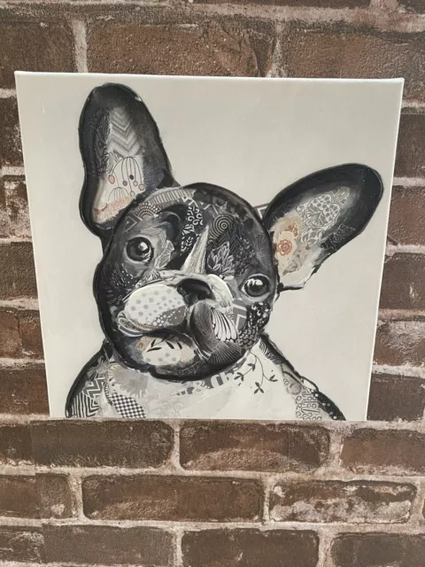Wall Art Canvas Print French Bulldog Picture 3D Effects 10X10 Boston Terrier Dog