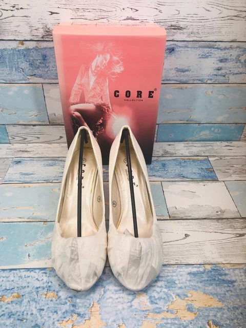 Core Collect Scarpe Da Sposa Donna Bianco Tacco Damigella D'onore Ballo Festa Scarpe Matrimonio