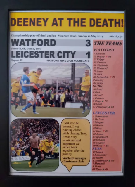 Watford 3 Leicester City 1 - 2013 Championship play-off semi - souvenir print