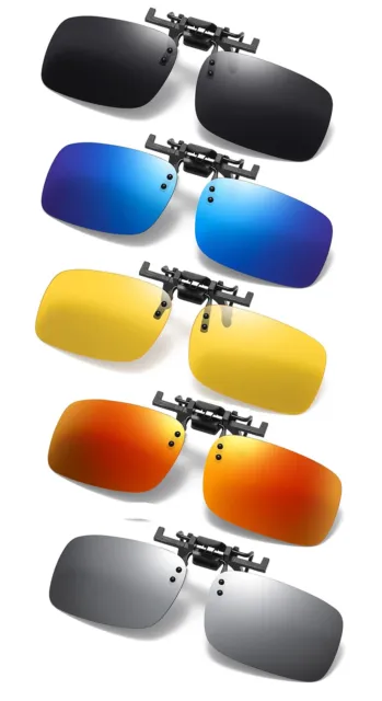 5 Pack Clip On Polarized Flip Up Sunglasses Night Driving Glasses for Women Men