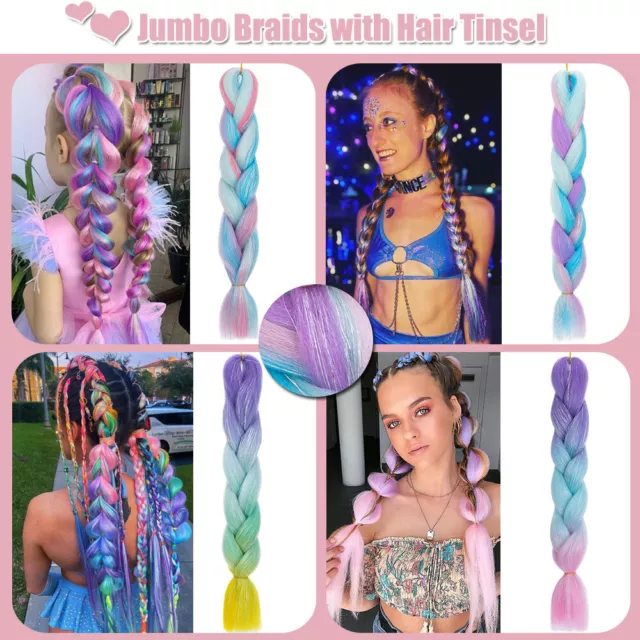 High Quality Unicorn Colored Jumbo Braiding Hair Extensions Braids Twist Ombre 2