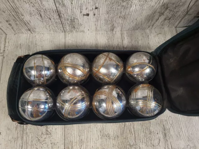 Classic Carpet Boules In Carry Case - Indoor Outdoor Bowls 8 Balls Metal Silver