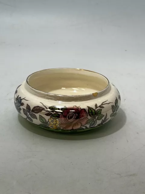 Maling England Rosine Bowl Shallow Flat Bowl Lustre Green Floral 5"x2.5" #RA