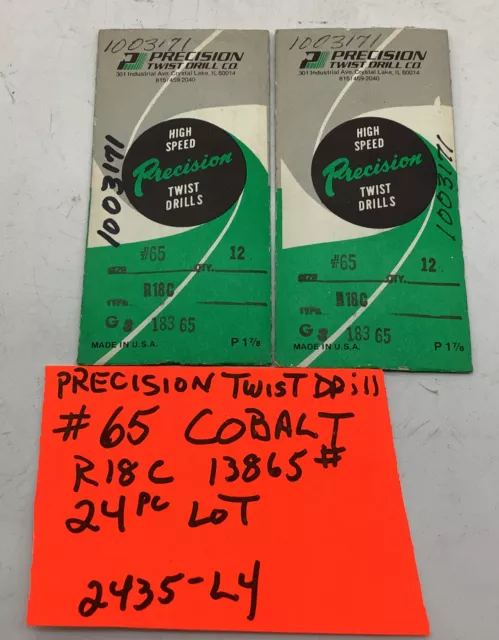 Precision Twist Drill, #65, Cobalt,(24 Pc In Lot)2435 L-4