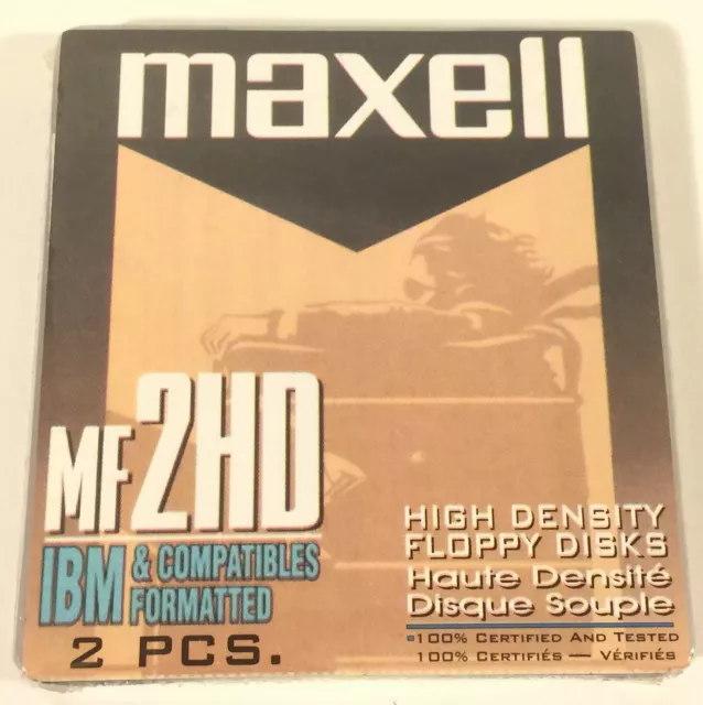 Maxell MF 2HD 3.5" High Density Floppy Disks 2 pcs - Brand New