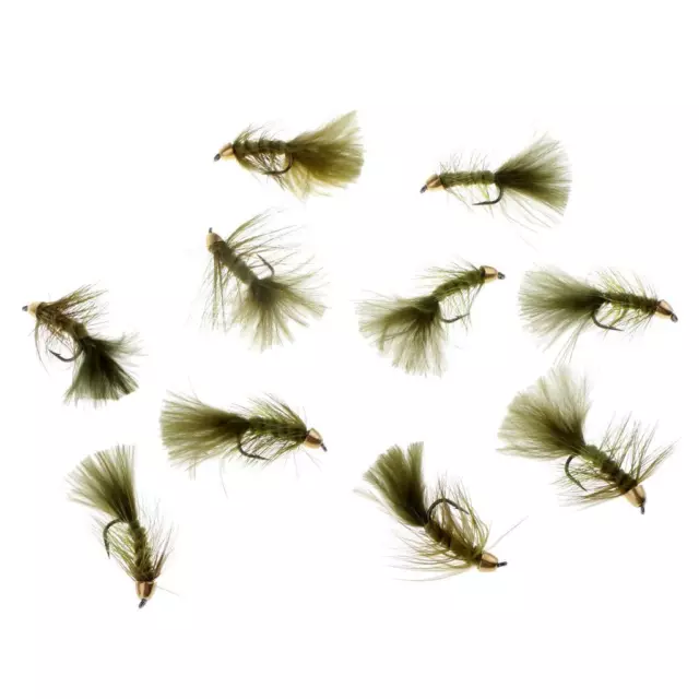 Pack of 10pcs Simulation Woolly Buggers Olive Sinking .5cm 3