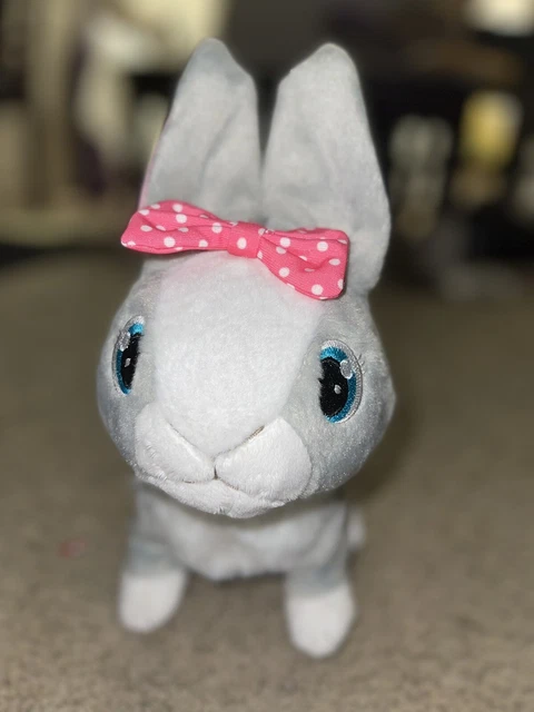 Club Petz BETSY THE GRAY BUNNY PLUSH Easter Rabbit - Moves - Tested Works -  8"
