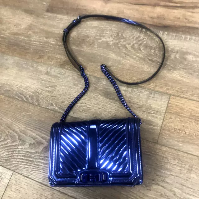 Rebecca Minkoff Small Love Quilted Metallic Crossbody - Blue