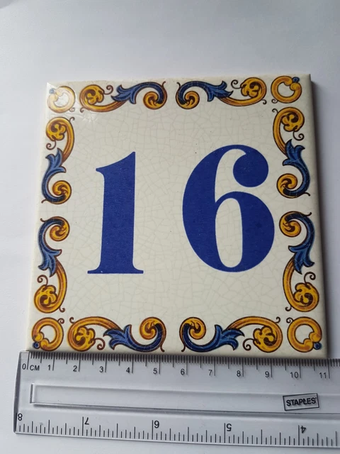 Vintage Ceramic Tiles House Number 16