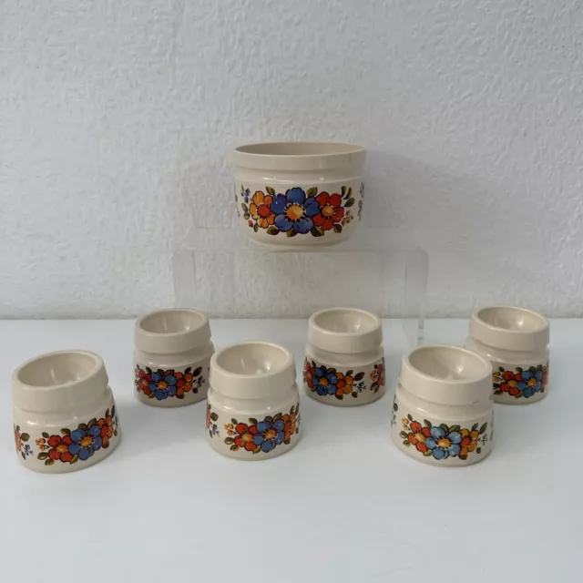 vintage emsa west Germany egg cups set of 6 & bowl dish butter sugar floral