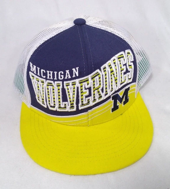 Top Of The World Michigan Wolverines Snapback Hat Yellow Blue White 3D Raised