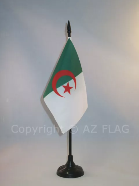 DRAPEAU DE TABLE ALGÉRIE 15x10cm - PETIT DRAPEAUX DE BUREAU ALGÉRIEN 10 x 15 cm