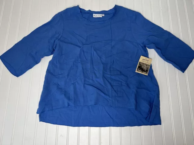 HABITAT CLOTHES TO Live In Lagenlook Tunic Top Crinkle Ocean Blue XS ...