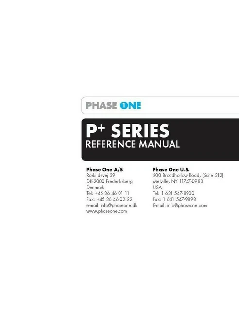 PHASE ONE P20 Digital Back Film Camera Printed Instruction Manual 104 ...