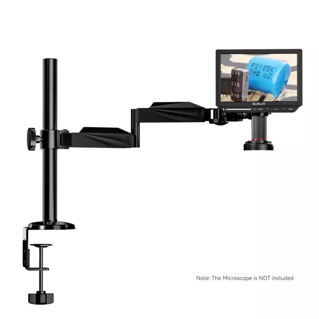 Digital Microscope Desk Boom Arm Stand with Ring Light Flexible Microscope Mount