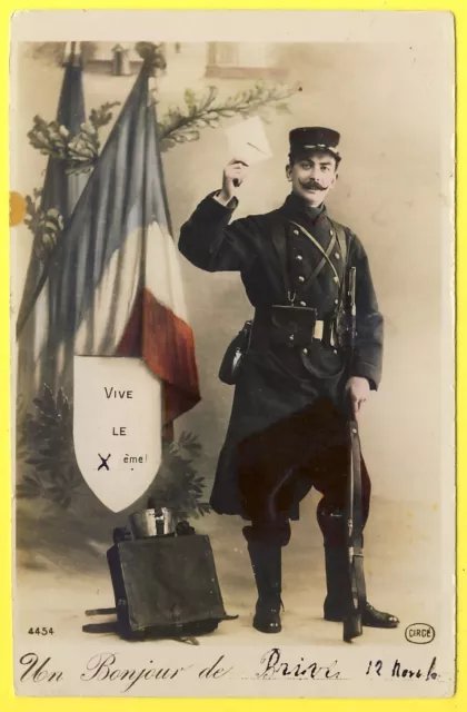 cpa Fantaisie Militaire  Soldat en Uniforme UN BONJOUR de BRIVE Vive le Xème
