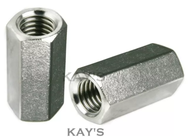 Threaded Rod Connecting Nuts Allthread Bar Stud Hexagon Connectors Zinc Plated