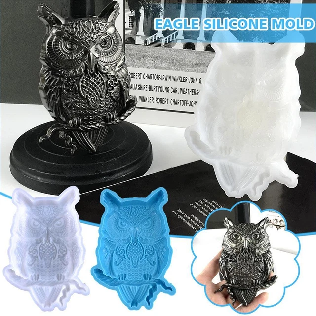 3D Owl Silicone Mold Wall Pendant Epoxy Resin Casting DIY Desktop Mold X7Z1