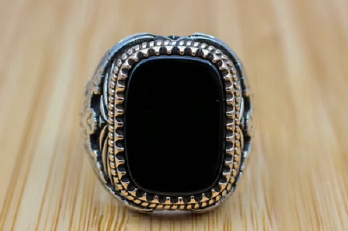 Solid 925 Sterling Silver Black Onyx Gemstone Winged Phoenix Men's Ring R-208
