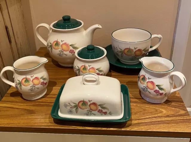 Cloverleaf Peaches & Cream Tea Kitchen Set China Tableware - 7 items