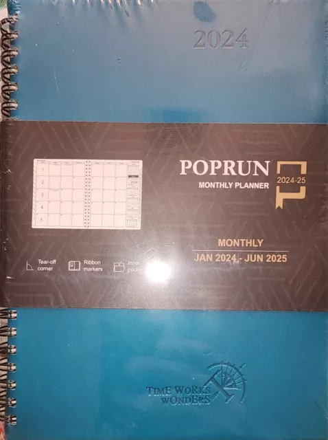 POPRUN Monthly Planner 2024-2025 6.5'' x 8.5'' 18-Month Calendar Book Jan.202...