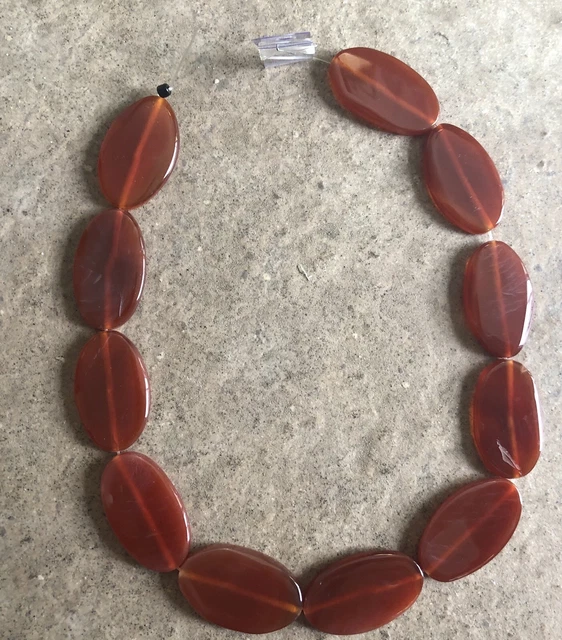 Large Orange Carnelian Smooth Polished Oval Focal Gemstone Bead Strand Lot