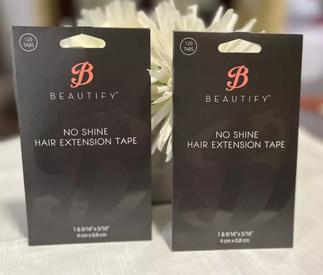 2- PACK Beautify  -No Shine- Double Sided Hair Extension Tape 4cm x 0.8cm. NEW