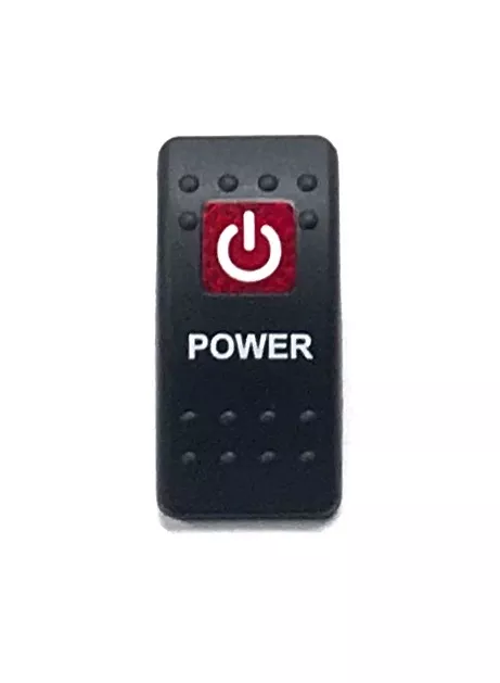 Euro Rocker Switch Cover- POWER. Black with Red Lens. Contura II. Fits Carlin...