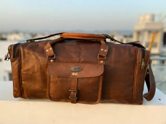 Bag Travel Men's Gym Luggage Vintage Overnight Air cabin Duffel Leather Weekend