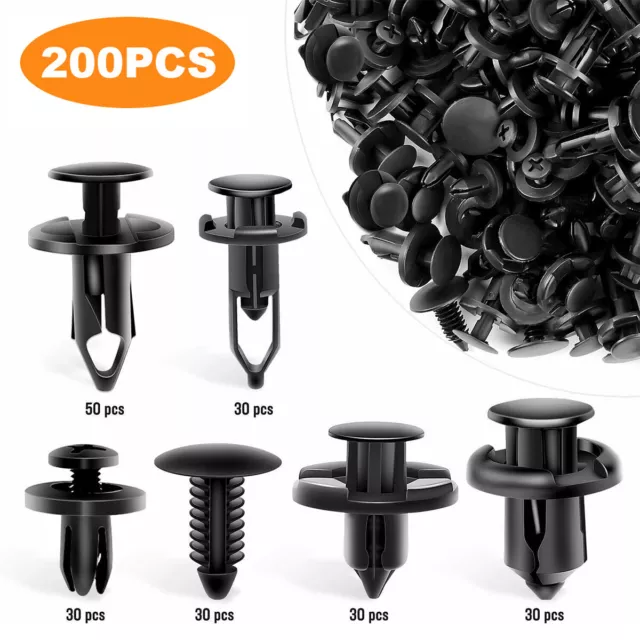 200Pcs Car Body Fastener Plastic Trim Clips Push Rivets Panel Fender Retainer US