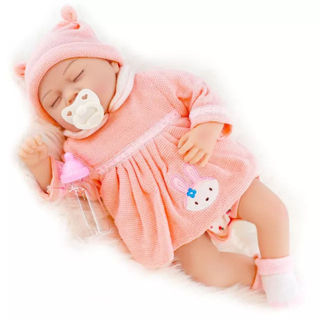 BiBi Doll Realistic Reborn 20" Handmade Sleeping Baby Doll Girl Dummy & Bottle
