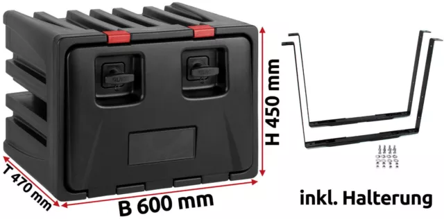 LKW Staukasten Staubox aus Kunststoff 600x450x470mm, inkl. Halter, Lago 160360V