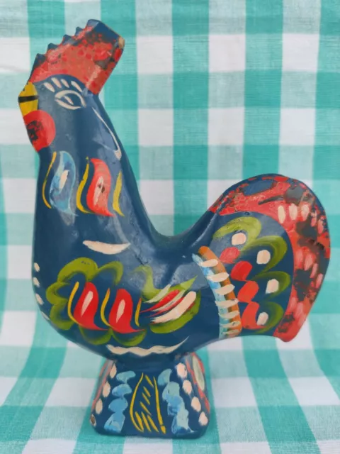 Medium 17cm Akta Dalahemslojd Swedish Dala Rooster cockerel Nils Olsson blue 2