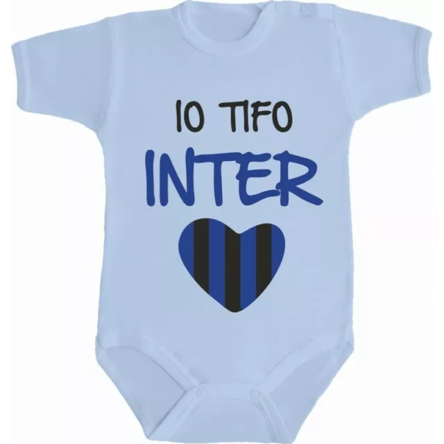 Body Neonato Bimbo Bimba Io Tifo Inter Manica Corta Lunga Cotone