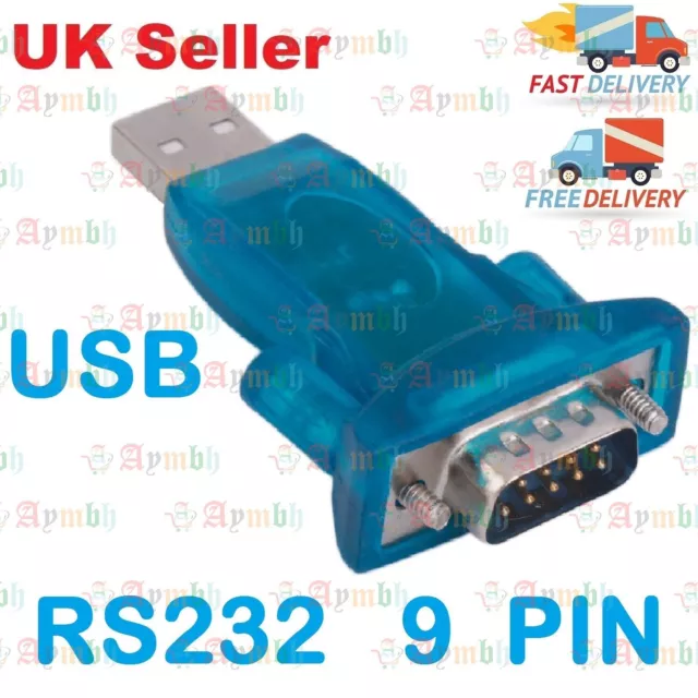 USB 2.0 to RS232 Serial Port DB9 9 Pin Male Converter Adapter Win7/8/2000/XP Mac