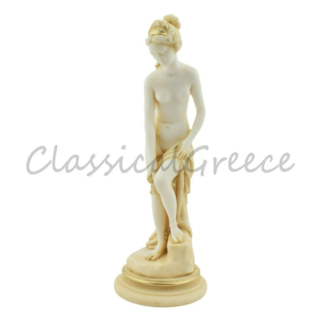 Statue grecque antique classique femme nue 8,66"- 22 cm en albâtre coulé en...