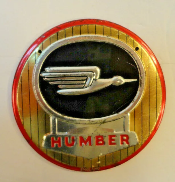 50s Wheaties Cereal Promo Giveaway Humber License Plate Topper Car Badge England